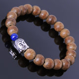 Men's Women Agarwood Lapis Sterling Silver Bracelet 925 Buddha Yoga Mala DiyNotion Handmade  BR215