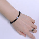Handmade Men Women Gemstone Bracelet Matte Black Onyx Labradorite 925 Sterling Silver Spacer Clasp DiyNotion BR263
