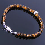 Mens' Women Tiger Eye Sterling Silver Skull Bracelet 925 Sterling Silver Clasp Gemstone DiyNotion Handmade BR225