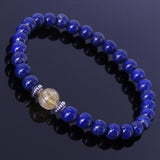 Men's Women Lapis Golden Rutilated Quartz Sterling Silver Bracelet Gemstone 925 Spacers DiyNotion Handmade BR267