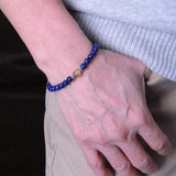Men's Women Lapis Golden Rutilated Quartz Sterling Silver Bracelet Gemstone 925 Spacers DiyNotion Handmade BR267