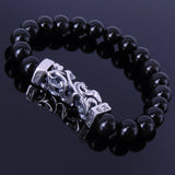 Handmade Men Women Gemstone Bracelet Black Obsidian 925 Sterling Silver Charm DiyNotion BR269