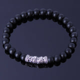 Men's Women Matte Black Onyx Sterling Silver Bracelet Dragon Charm DiyNotion Handmade BR270