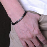 Men's Women Matte Black Onyx Sterling Silver Bracelet Dragon Charm DiyNotion Handmade BR270