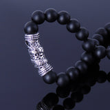 Men's Women Matte Black Onyx Sterling Silver Bracelet Dragon Charm DiyNotion Handmade BR270