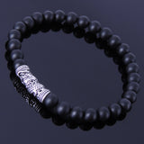 Men's Women Matte Black Onyx Sterling Silver Bracelet Dragon Charm DiyNotion Handmade BR270