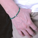 Handmade Men Women Gemstone Bracelet Malachite 925 Sterling Silver Skull Clasp DiyNotion BR273