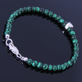 Handmade Men Women Gemstone Bracelet Malachite 925 Sterling Silver Skull Clasp DiyNotion BR273
