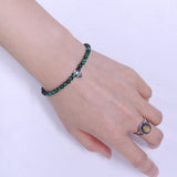 Handmade Men Women Gemstone Bracelet Malachite 925 Sterling Silver Skull Clasp DiyNotion BR273