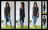 Summer Tunic Top/Loose Tunic /Woman black tunic/Plus size tunic/Black tunic dress /Oversize tunic top