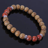 Men's Women Agarwood Jasper Stone Sterling Silver Bracelet 925 Spacer DiyNotion BR221