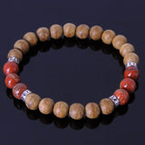 Men's Women Agarwood Jasper Stone Sterling Silver Bracelet 925 Spacer DiyNotion BR221