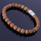 Men's Women Agarwood Sterling Silver Bracelet 925 Mantra Charm Yoga Mala DiyNotion Handmade BR212