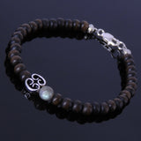 Men's Women Agarwood Labradorite Sterling Silver Bracelet 925 Bead & Clasp DiyNotion Handmade BR220