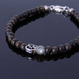 Men's Women Agarwood Labradorite Sterling Silver Bracelet 925 Bead & Clasp DiyNotion Handmade BR220