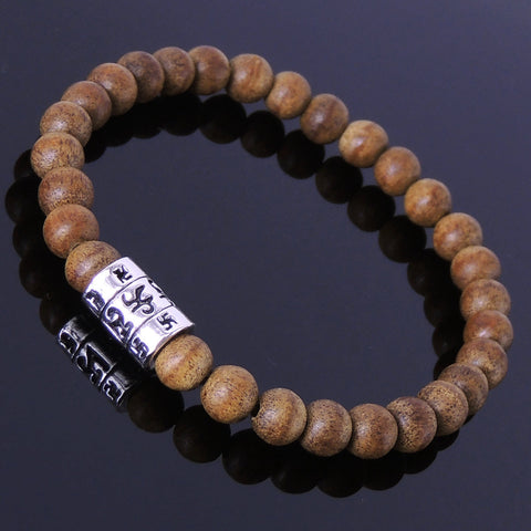 Men's Women Agarwood Sterling Silver Bracelet 925 Mantra Charm Yoga Mala DiyNotion Handmade BR212