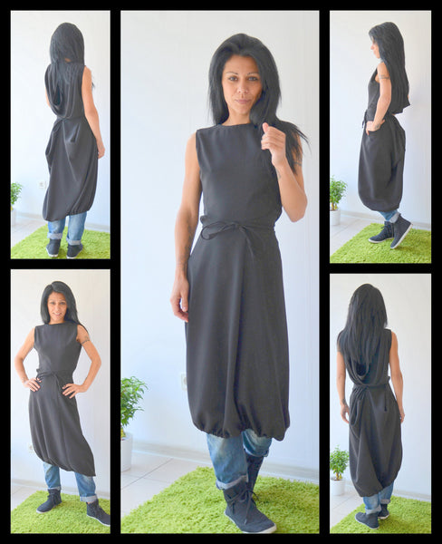 Maxi black dress/Tunic Dress/Oversized dress/Casual dress/Black Long Dress/Long Tunic/Loose tunic top