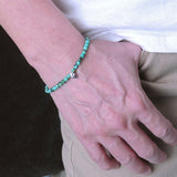 Handmade Men Women Gemstone Bracelet Natural African Green Turquoise 925 Sterling Silver Skull Clasp DiyNotion BR275