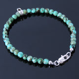 Handmade Men Women Gemstone Bracelet Natural African Green Turquoise 925 Sterling Silver Skull Clasp DiyNotion BR275