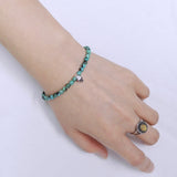 Handmade Men Women Gemstone Bracelet Natural African Green Turquoise 925 Sterling Silver Skull Clasp DiyNotion BR275