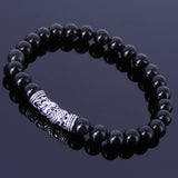 Handmade Men Women Gemston Bracelet Black Obsidian 925 Sterling Silver Dragon Charm DiyNotion BR276