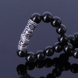Handmade Men Women Gemston Bracelet Black Obsidian 925 Sterling Silver Dragon Charm DiyNotion BR276