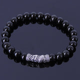 Handmade Men Women Gemston Bracelet Black Obsidian 925 Sterling Silver Dragon Charm DiyNotion BR276