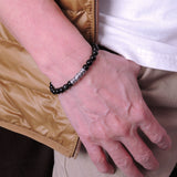 Handmade Men Women Gemston Bracelet Black Obsidian 925 Sterling Silver Dragon Charm DiyNotion BR276