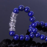 Handmade Men Women Gemstone Bracelet Lapis Lazuli 925 Sterling Silver Dragon Charm DiyNotion BR278