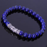 Handmade Men Women Gemstone Bracelet Lapis Lazuli 925 Sterling Silver Dragon Charm DiyNotion BR278