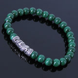 Men's Women Malachite Sterling Silver Bracelet 925 Dragon Charm Gemstone DiyNotion Handmade BR277