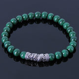 Men's Women Malachite Sterling Silver Bracelet 925 Dragon Charm Gemstone DiyNotion Handmade BR277