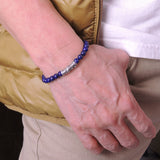 Handmade Men Women Gemstone Bracelet Lapis Lazuli 925 Sterling Silver Dragon Charm DiyNotion BR278