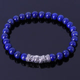 Handmade Men Women Gemstone Bracelet Lapis Lazuli 925 Sterling Silver Dragon Charm DiyNotion BR278
