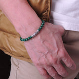 Men's Women Malachite Sterling Silver Bracelet 925 Dragon Charm Gemstone DiyNotion Handmade BR277