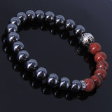 Handmade Men Women Gemstone Bracelet Hematite Jasper Stone 925 Sterling Silver Bead DiyNotion BR137