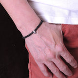 Men's Women Lava Rock Sterling Silver Skull Bracelet  925 Clasp DiyNotion Handmade BR288