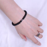 Men's Women Matte Black Onyx Bracelet Sterling Silver Cross Bead DiyNotion BR184