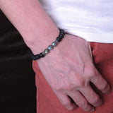 Men Women Labradorite Lava Rock Bracelet Handmade Gemstone 925 Sterling Silver Spacers DiyNotion BR292