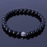Men's Women Matte Black Onyx Bracelet Sterling Silver Cross Bead DiyNotion BR184