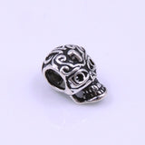 2 PCS Sterling Silver 925 Stamped Vintage Celtic Skull Bead Charm Spacer WSP221 Wholesale: See Discount Coupons in Item Details