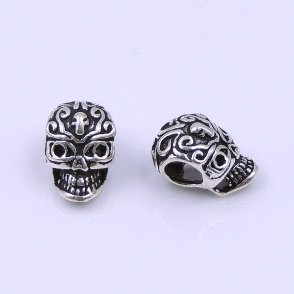 2 PCS Sterling Silver 925 Stamped Vintage Celtic Skull Bead Charm Spacer WSP221 Wholesale: See Discount Coupons in Item Details