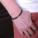 Men's Women Lava Rock Sterling Silver Bracelet 925 Cross Bead DiyNotion Handmade BR293