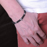 Handmade Men Women Gemstone Stretchable Bracelet Lava Rock Stone 925 Sterling Silver Wolf Celtic Spacer DiyNotion BR294