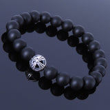 Matte Black Onyx Sterling Silver Bracelet Gemstone 925 Cross Bead for Men Women DiyNotion Handmade BR295