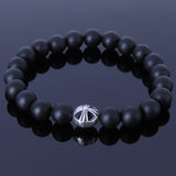 Matte Black Onyx Sterling Silver Bracelet Gemstone 925 Cross Bead for Men Women DiyNotion Handmade BR295