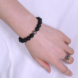 Men's Women Matte Black Onyx Sterling Silver Bracelet 925 Cross Bead DiyNotion Handmade BR296