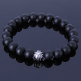 Men's Women Matte Black Onyx Sterling Silver Bracelet 925 Cross Bead DiyNotion Handmade BR296