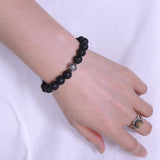 Men's Women Lava Rock Sterling Silver Bracelet 925 Cross Bead DiyNotion Handmade BR298