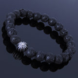 Men's Women Lava Rock Sterling Silver Bracelet 925 Cross Bead DiyNotion Handmade BR298